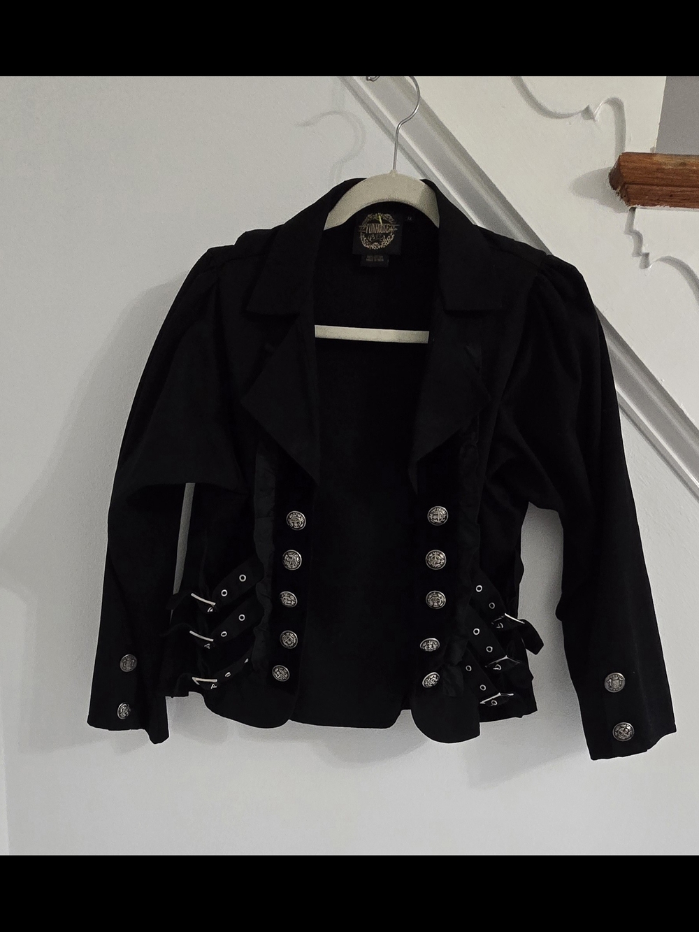 FUNHOUSE NYC Vintage Goth Steampunk Black Cropped Jacket Military Blazer 1X
